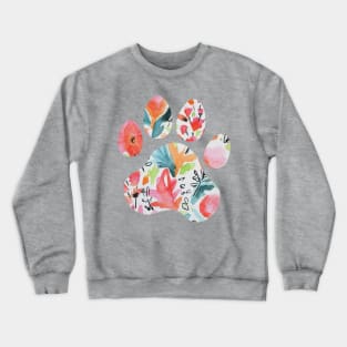 Bright Floral Paw Print Crewneck Sweatshirt